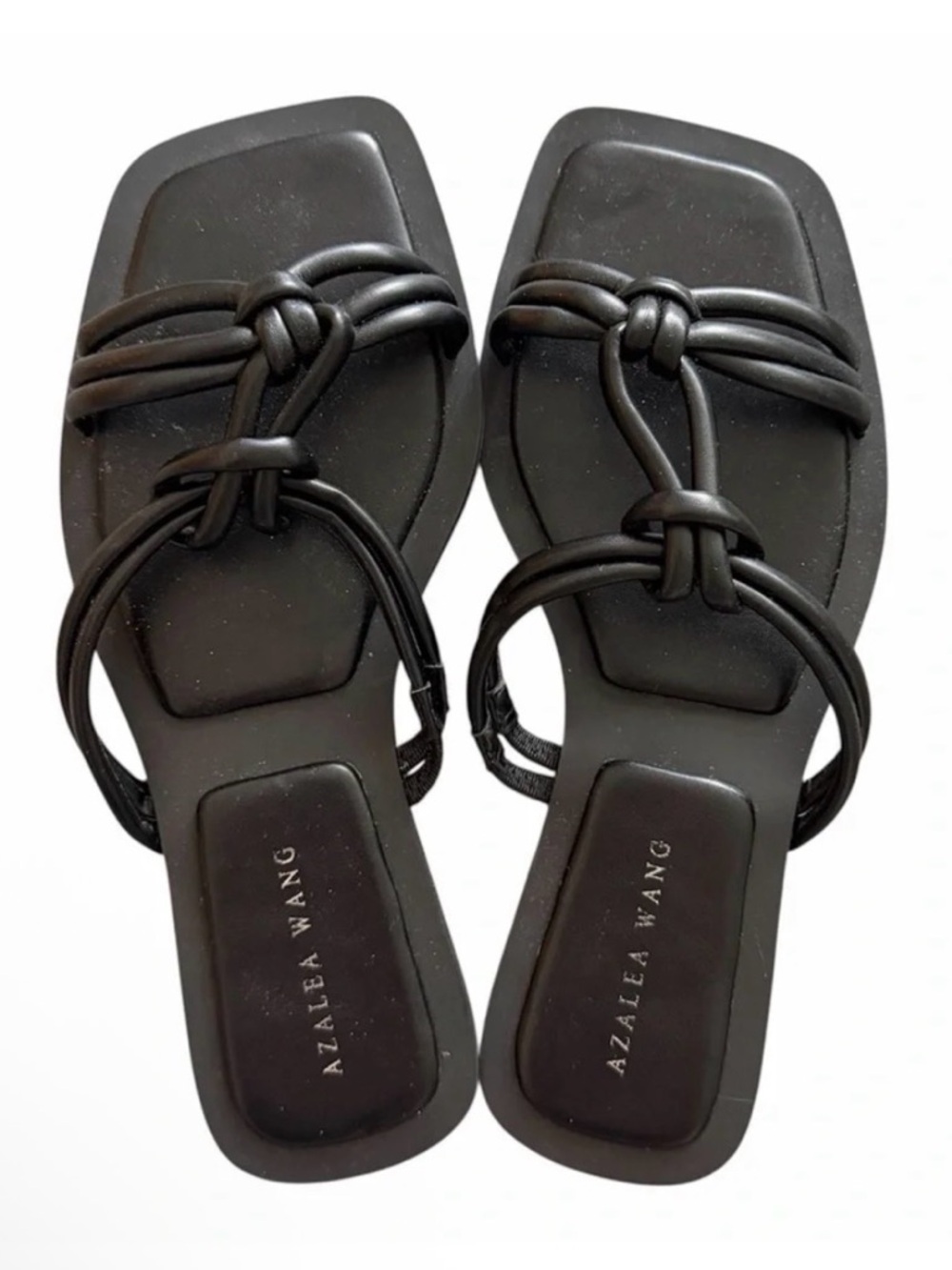 Azalea Wang Black Knot-Detail Slide Sandals size 9 NEW